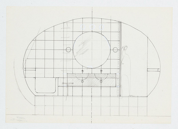 Ivan Matušík – Rodinný dom Xénie a Martina Lettrichovcov na Rybárskej ceste 23 v Senci. Štúdia. Priečny rez. M nezn.   