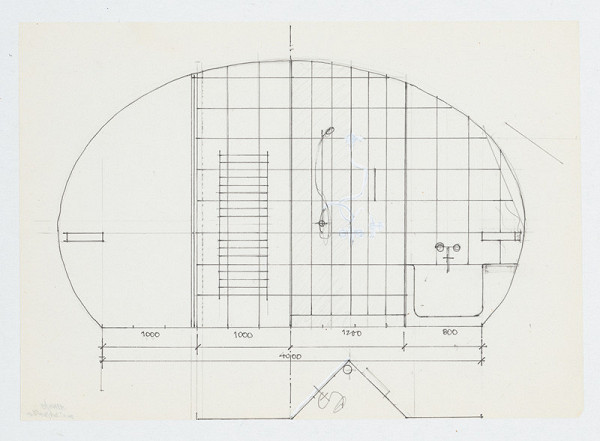 Ivan Matušík – Rodinný dom Xénie a Martina Lettrichovcov na Rybárskej ceste 23 v Senci. Štúdia. Priečny rez. M nezn.   