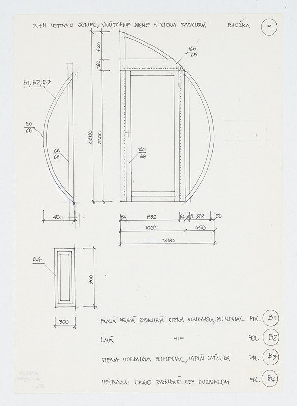 Ivan Matušík – Rodinný dom Xénie a Martina Lettrichovcov na Rybárskej ceste 23 v Senci. Štúdia. Vnútorné dvere a zasklená stena – pol. F (pohľad). M nezn. 
