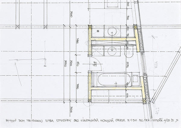 Ivan Matušík – Bytový dom Triangolo v Nitre. Štúdia. Konštrukčná  modulová osnova. M 1:30. 