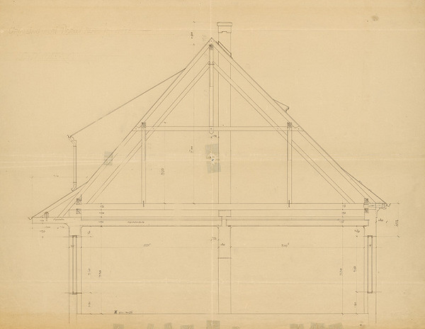 Andrej Szőnyi – Mestský nájomný dom na Grosslingovej ulici 107-109 v Bratislave. Konštrukčná schéma. Rez krovom. 