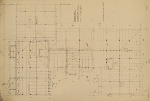 Andrej Szőnyi – Mestský nájomný dom na Grosslingovej ulici 107-109 v Bratislave. Konštrukčná schéma podlažia. 