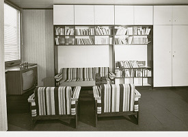 Ivan Slameň, Cyril Rovňák, Oliver Šabík, Jozef Červeň, Rajmund Müller – Zväz slovenských spisovateľov v Bratislave. Kancelária.  