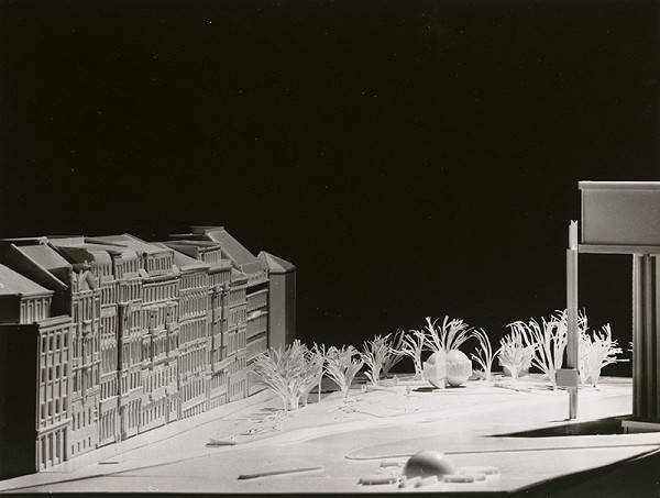 Rajmund Müller – Pamätník pred Národným múzeom v Prahe.  Model osadenia pamätníka do okolia. 