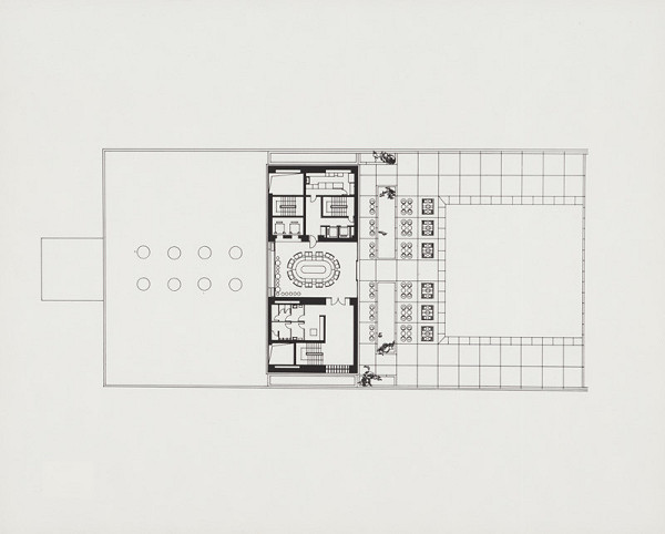 Ivan Matušík, Rajmund Müller – Obchodný dom Prior a hotel Kyjev v Bratislave. Pôdorys 2. poschodia hotelovej časti. 