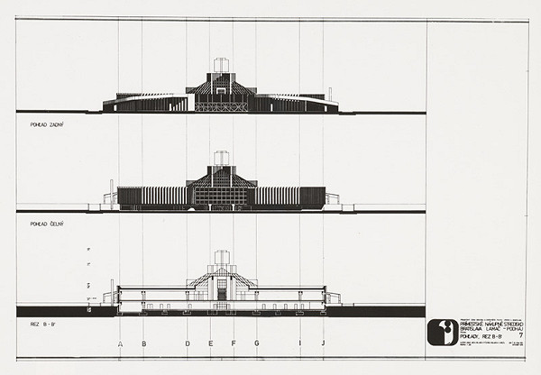 Rajmund Müller, Peter Černo, Stanislav Spáčil – Nákupné stredisko v Bratislave – Lamač. Pohľady, rez B–B´ 