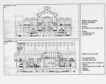Viktória Cvengrošová, Virgil Droppa, Rajmund Müller – Fórum. Návrh na využitie starej tržnice v Bratislave. Priečne rezy.  
