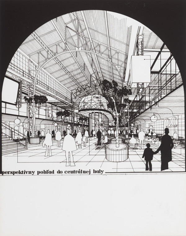 Virgil Droppa, Viktória Cvengrošová, Rajmund Müller – Fórum. Návrh na využitie starej tržnice v Bratislave. Priečne rezy.  