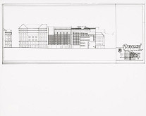 Ján Bahna, Ľubomír Závodný, Rajmund Müller – Dom odievania v Bratislave. Návrh, pohľad z Nedbalovej ulice. 