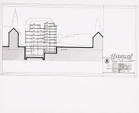 Ján Bahna, Ľubomír Závodný, Rajmund Müller – Dom odievania v Bratislave. Návrh, priečny rez. 