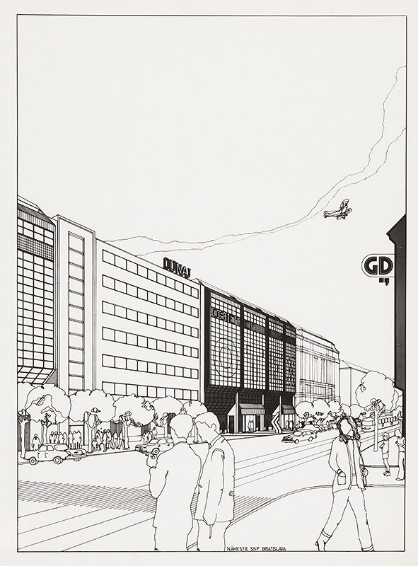 Ján Bahna, Rajmund Müller – Dom odievania v Bratislave. Návrh, pohľad z Námestia SNP. 