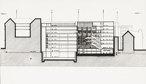 Ján Bahna, František Kalesný, Rajmund Müller – Dostavba Domu odievania  rekonštrukciou OD Dunaj v Bratislave. Priečny rez. 