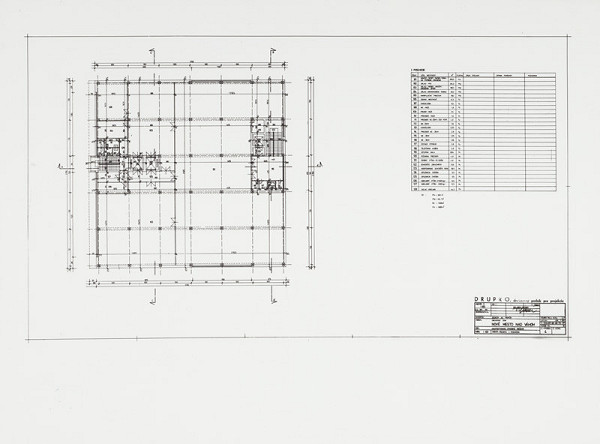 Valentín Grúber, Rajmund Müller – Obchodný dom v Novom Meste nad Váhom. Pôdorys 1. poschodia. M 1:100 (pôv.)   