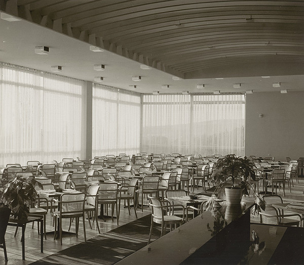 Ferdinand Konček, Iľja Skoček, Ľubomír Titl, Rudolf Gaža, Magda Sépová, Rajmund Müller – Dom kultúrnej rekreácie v Bratislave. Jedáleň 