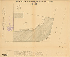 Emil Belluš – Novostavba poštového a telegrafného úradu v  Piešťanoch - situácia. M 1:200 