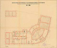 Emil Belluš – Novostavba poštového a telegrafného úradu v  Piešťanoch - sklepy. M 1:100 