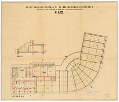 Emil Belluš – Novostavba poštového a telegrafného úradu v  Piešťanoch - krov a rez. M 1:100 
