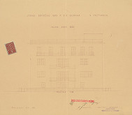 Friedrich Weinwurm, Ignác Vécsei – Obytný dom pre pána Evžena Feldmára v Piešťanoch - fasáda oproti Váhu. M 1:100 