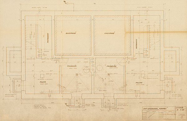 Neznámy autor – Svit - Dvojdomok „Adamec“. Pôdorys suterénu. M 1:25 