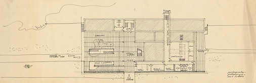 Ferdinand Milučký – Krematórium a urnový háj. Pôdorys prízemia. M 1:200 