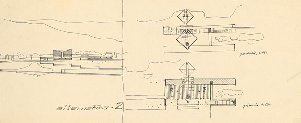 Ferdinand Milučký – Krematórium a urnový háj. Alternatíva 2. M 1:500 
