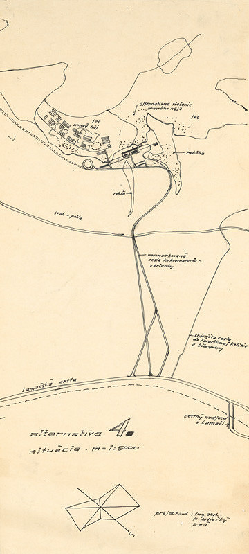 Ferdinand Milučký – Krematórium a urnový háj. Alternatíva 4. M 1:5000 