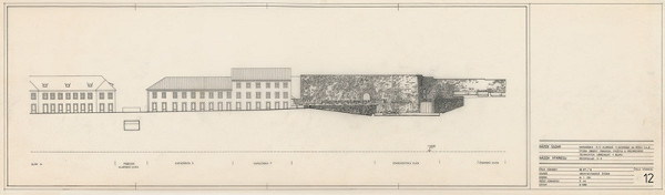 Ferdinand Milučký – Obnova bloku pamiatok v centre Bratislavy. Rezopohľad 3-3. M 1:200 