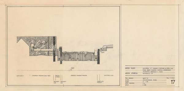 Ferdinand Milučký – Obnova bloku pamiatok v centre Bratislavy. Rezopohľad 8-8. M 1:200 