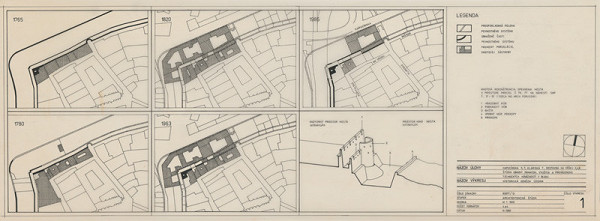Ferdinand Milučký – Obnova bloku pamiatok v centre Bratislavy. Historická genéza. M 1:1000 
