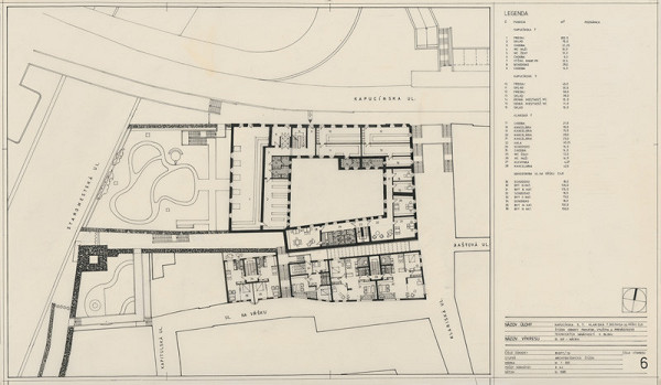 Ferdinand Milučký – Obnova bloku pamiatok v centre Bratislavy. Pôdorys 3.NP. M 1:200 