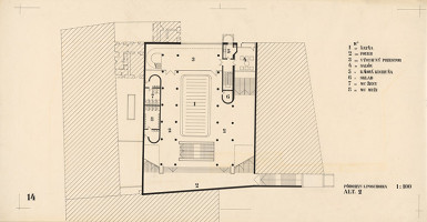 Ferdinand Milučký, Michal Uher – Rekonštrukcia kina Praha. Námestie SNP. Bratislava. Pôdorys I. poschodia. Alt.2. M 1:100 