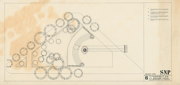 Ferdinand Milučký, Rudolf Masný – Základný kameň pomníka SNP, Bratislava. Základný kameň. Situácia. M 1:100 