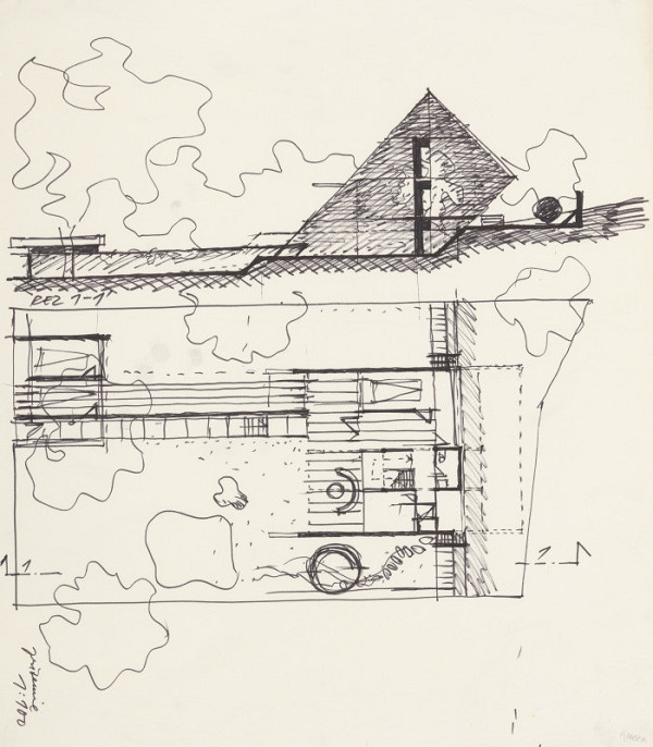 Ferdinand Milučký – Vlastný rodinný dom. Révova ulica, Bratislava. Úvodná skica 