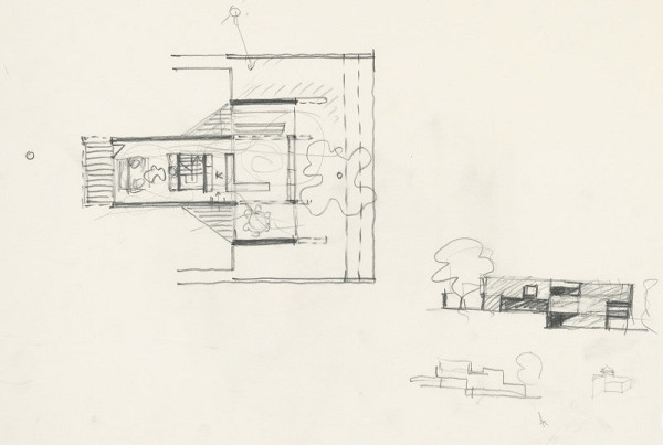 Ferdinand Milučký – Vlastný rodinný dom. Révova ulica, Bratislava. Úvodná skica 