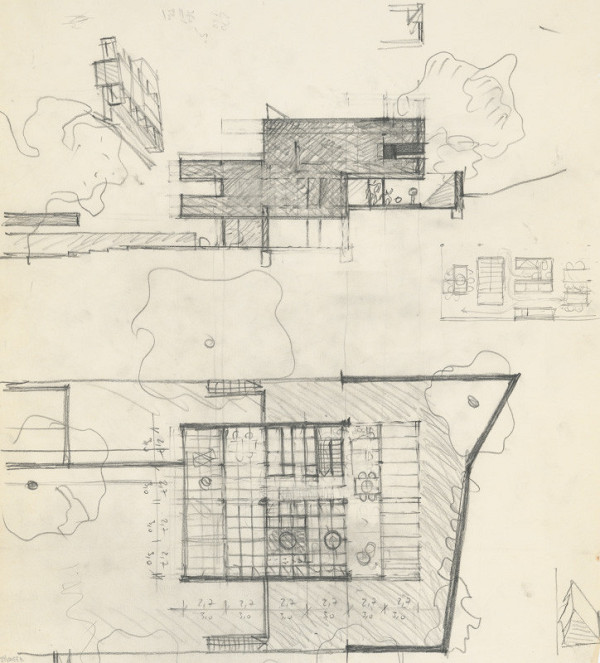 Ferdinand Milučký – Vlastný rodinný dom. Révova ulica, Bratislava. Úvodná skica 