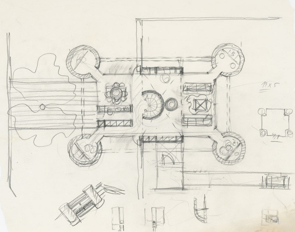 Ferdinand Milučký – Vlastný rodinný dom. Révova ulica, Bratislava. Úvodná skica 