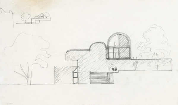 Ferdinand Milučký – Vlastný rodinný dom. Révova ulica, Bratislava. Úvodná skica 