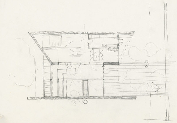 Ferdinand Milučký – Vlastný rodinný dom. Révova ulica, Bratislava. Úvodná skica 
