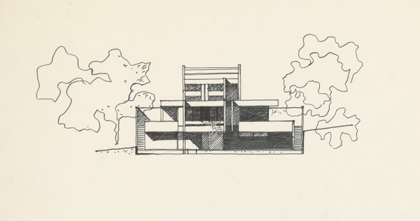 Ferdinand Milučký – Vlastný rodinný dom. Révova ulica, Bratislava. Úvodná skica 