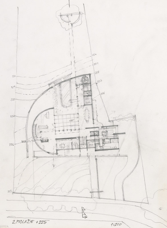 Ferdinand Milučký – Návrh rodinného domu p. Zubáľa, Novosvetská ulica, Bratislava. Pôdorys 2. podlažia (variant) 