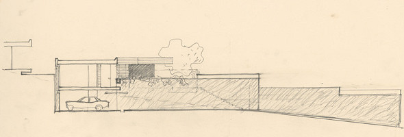 Ferdinand Milučký – Skupina rodinných domov. Nad Lúčkami. Bratislava. Skica 