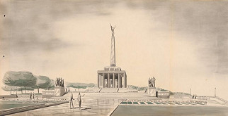 Ján Svetlík – Pamätník sovietskej armády na Slavíne v Bratislave. Album vykonávacieho projektu. Perspektívny čelný pohľad. 