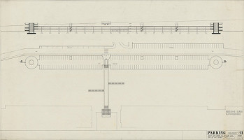 Ferdinand Milučký – Výstavné pavilóny PKO v Bratislave. Objekt č. 11. Parking. Situácia. M 1:500 