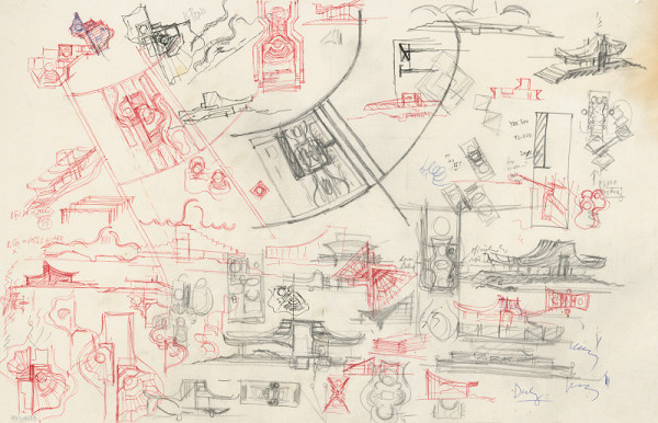 Ferdinand Milučký – Dom umenia v Piešťanoch. Prípravná skica 