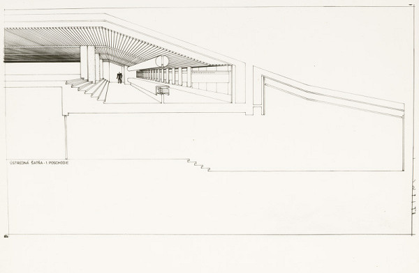 Ferdinand Milučký, Júlia Kunovská – Dom umenia v Piešťanoch. Rezoperspektíva ústrednej šatne. 