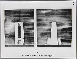 Ladislav Beisetzer, Neznámy autor – Súťaž na pomník SNP na Bánoši v Banskej Bystrici. Perspektíva exteriéru: čelný a bočný pohľad (M1:50) 