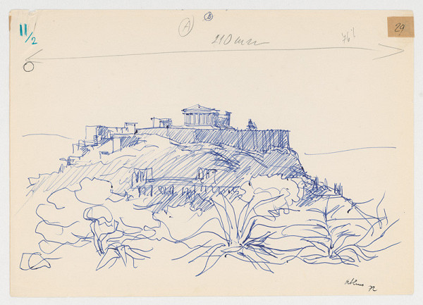 Emanuel Hruška – Rukopis knihy K tvorbe urbanistického prostredia. Athénska akropola - propyleje, parthenon. 