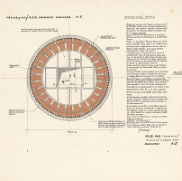 Ján Sturmayr – Rekreačné stredisko OKD na Podbanskom. Pôdorysný rez driekom ohniska. Poznámky. M 1:5. 