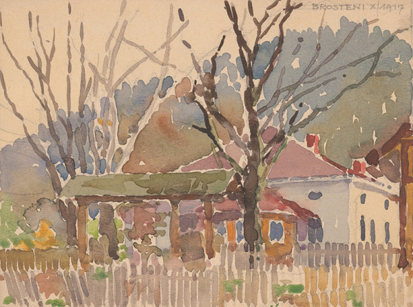 Franz Wimmer – Zo súboru akvarelov z obdobia 1916-1919. Dom s oplotením. 