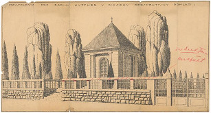 Milan Michal Harminc – Mauzóleum rodiny Kuffner v Sládkovičove. Perspektíva.  